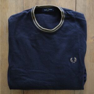 FRED PERRY crew neck jumper NAVY